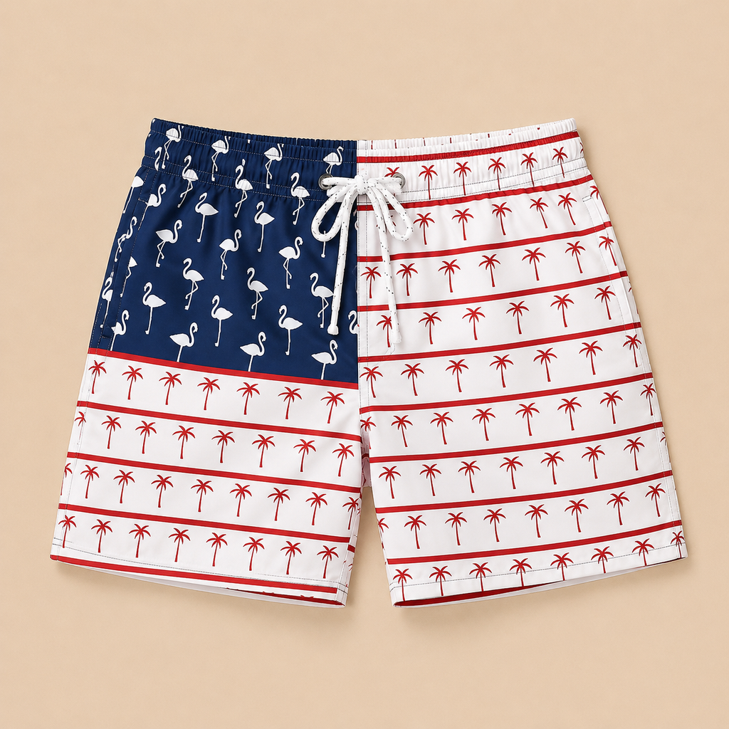 SILKWORLD Men's Hawaiian Beach Shorts Quick Dry Swimming Trunks Boardshorts