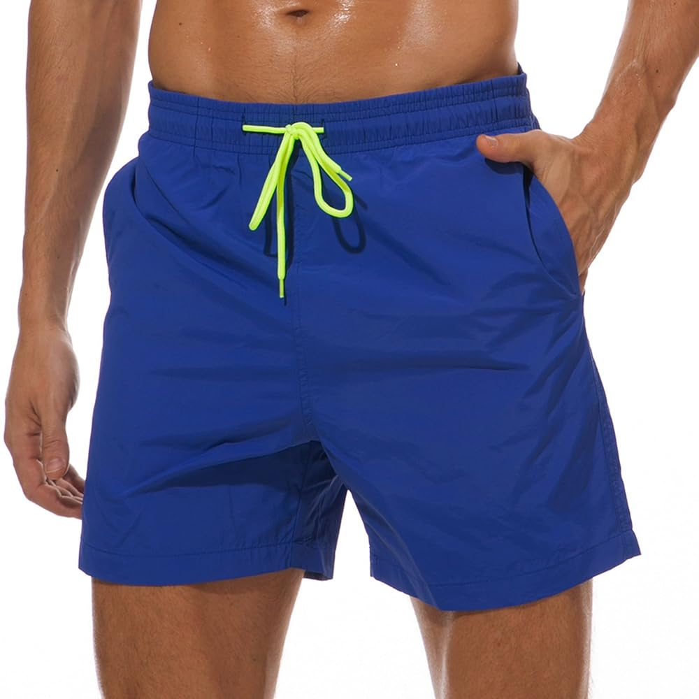 SILKWORLD Men's Beach Shorts Mesh lining Swimming Trunks Quick-dry with Pockets