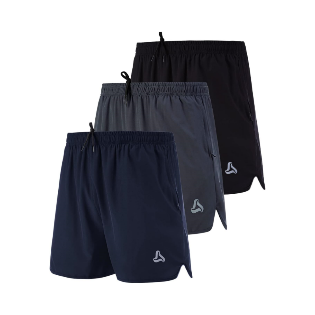 SILKWORLD Men's Running Stretch Quick Dry Shorts with Zipper Pockets(Pack of 2~3)