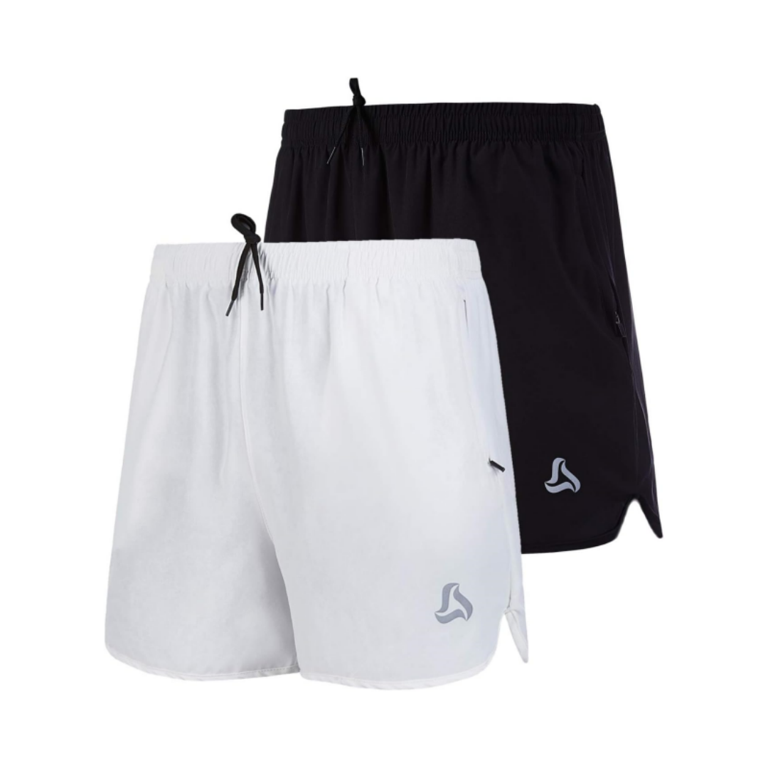 SILKWORLD Men's Running Stretch Quick Dry Shorts with Zipper Pockets(Pack of 2~3)