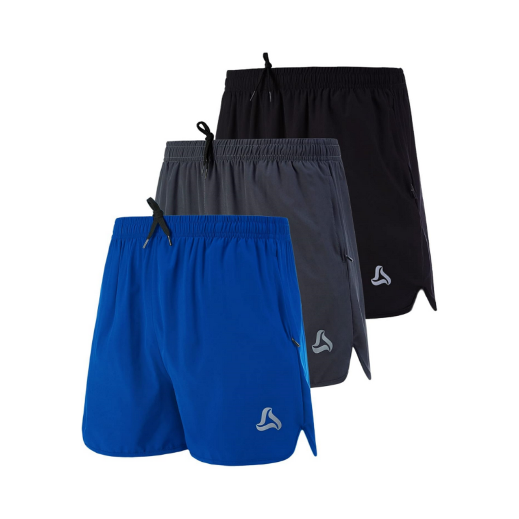 SILKWORLD Men's Running Stretch Quick Dry Shorts with Zipper Pockets(Pack of 2~3)