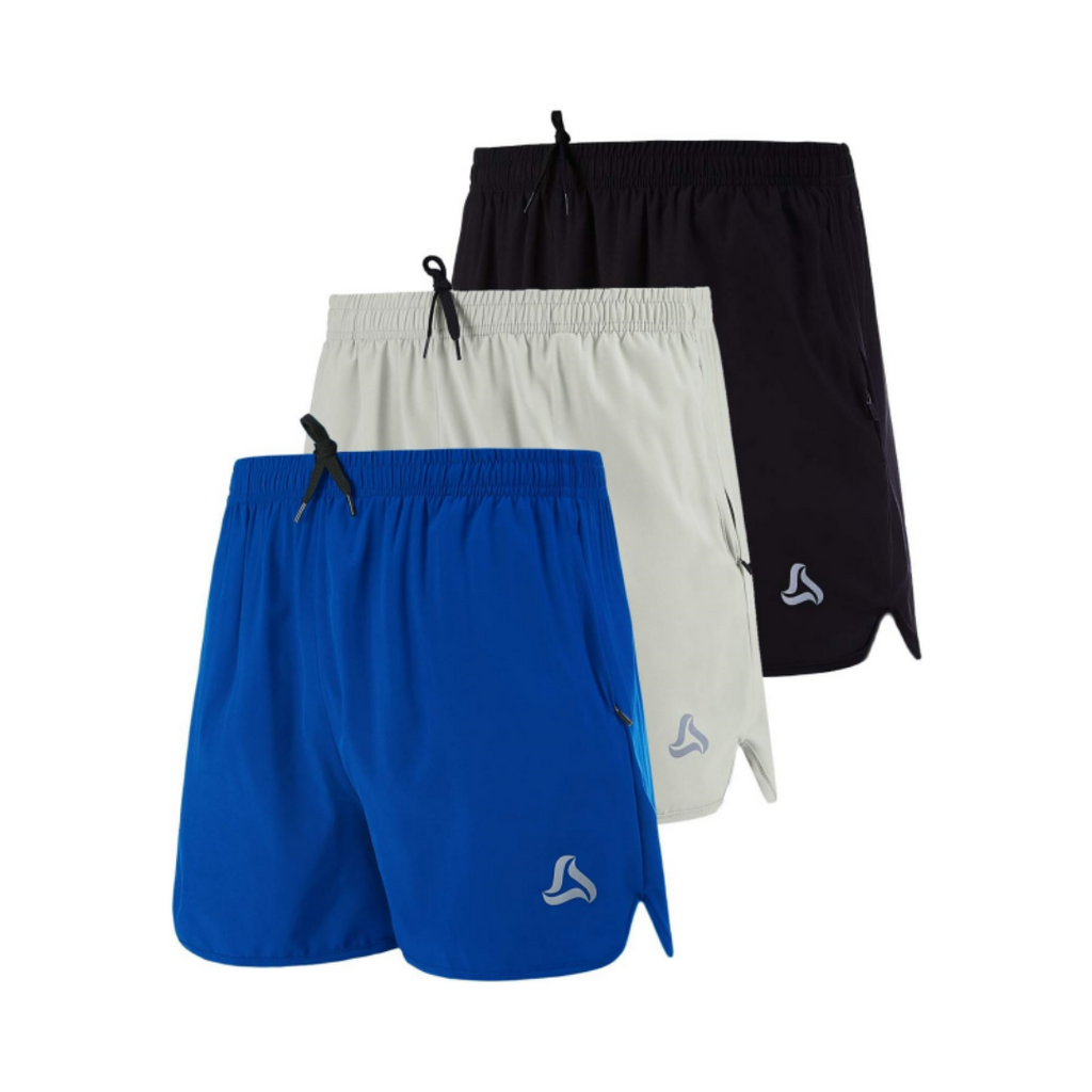 SILKWORLD Men's Running Stretch Quick Dry Shorts with Zipper Pockets(Pack of 2~3)