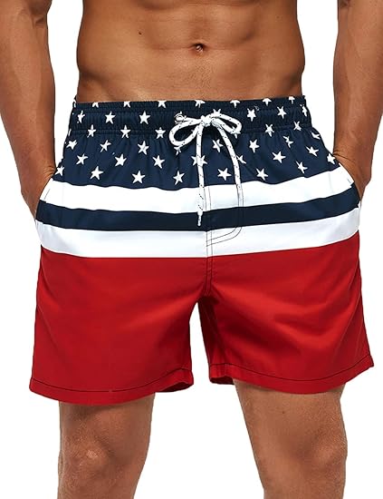 SILKWORLD Men's Hawaiian Beach Shorts Quick Dry Swimming Trunks