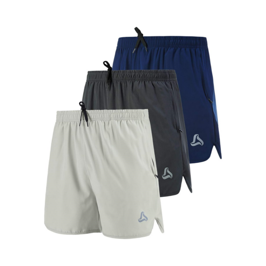 SILKWORLD Men's Running Stretch Quick Dry Shorts with Zipper Pockets(Pack of 2~3)