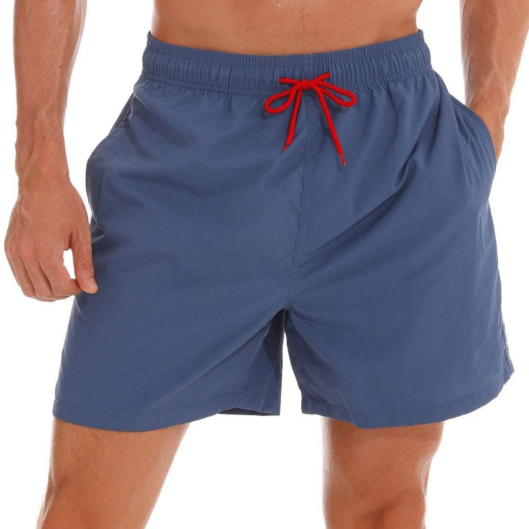 SILKWORLD Men's Beach Shorts Mesh lining Swimming Trunks Quick-dry with Pockets