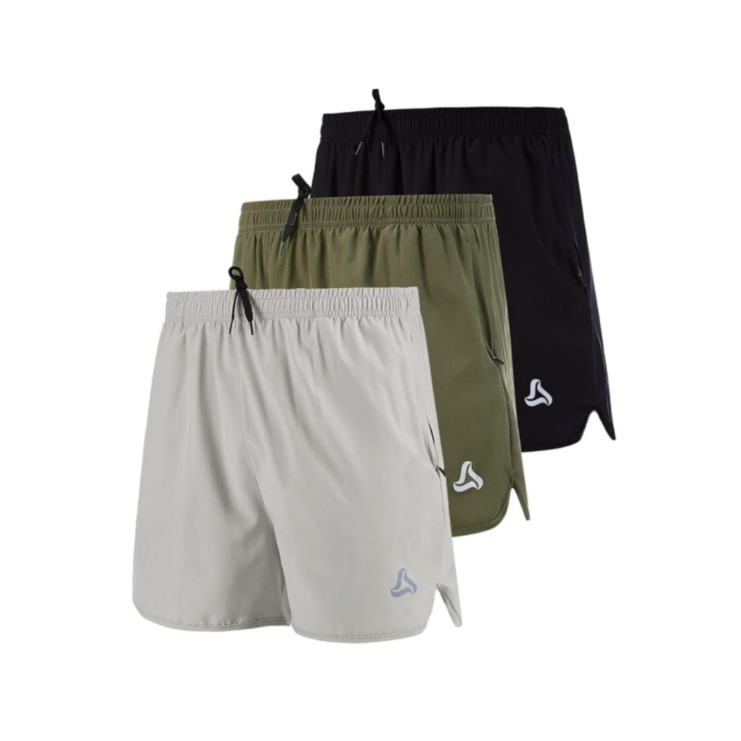 SILKWORLD Men's Running Stretch Quick Dry Shorts with Zipper Pockets(Pack of 2~3)