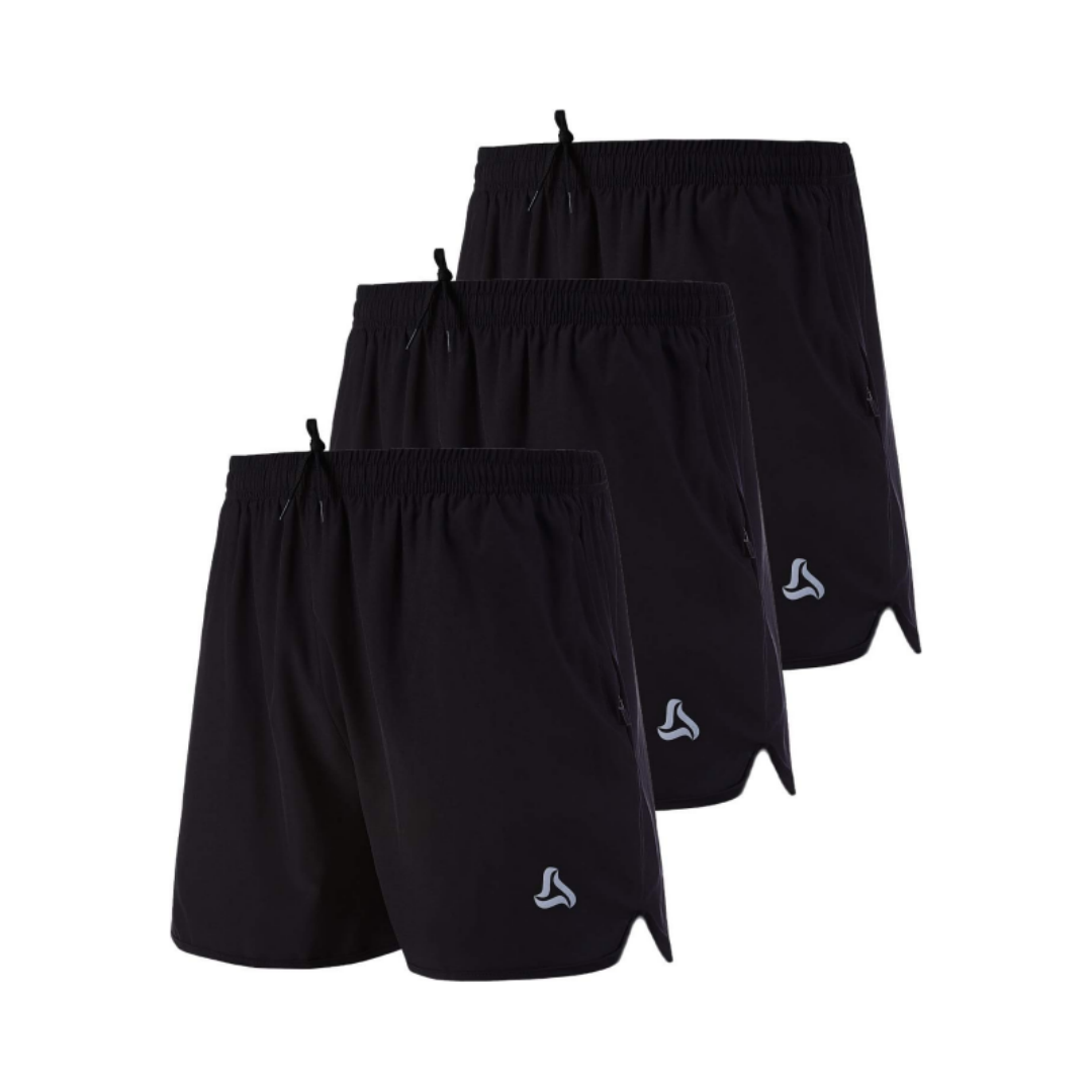 SILKWORLD Men's Running Stretch Quick Dry Shorts with Zipper Pockets(Pack of 2~3)