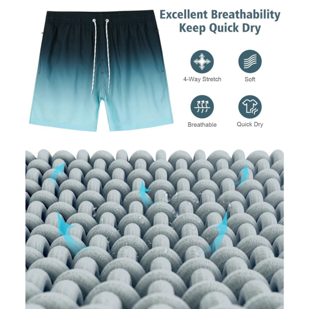 SILKWORLD Men's Swimming Trunks with Compression Liner Quick Dry Swim Shorts