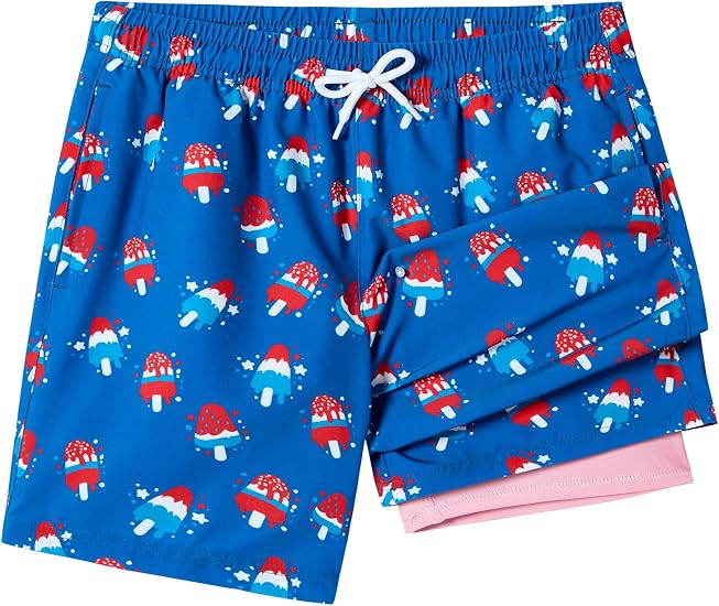 SILKWORLD Boys Swim Trunks with Compression Liner Quick Dry Bathing Suits