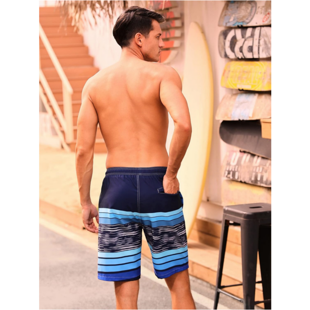 SILKWORLD Men's Swim Trunks with Compression Liner 2 in 1 Quick Dry Bathing Suit