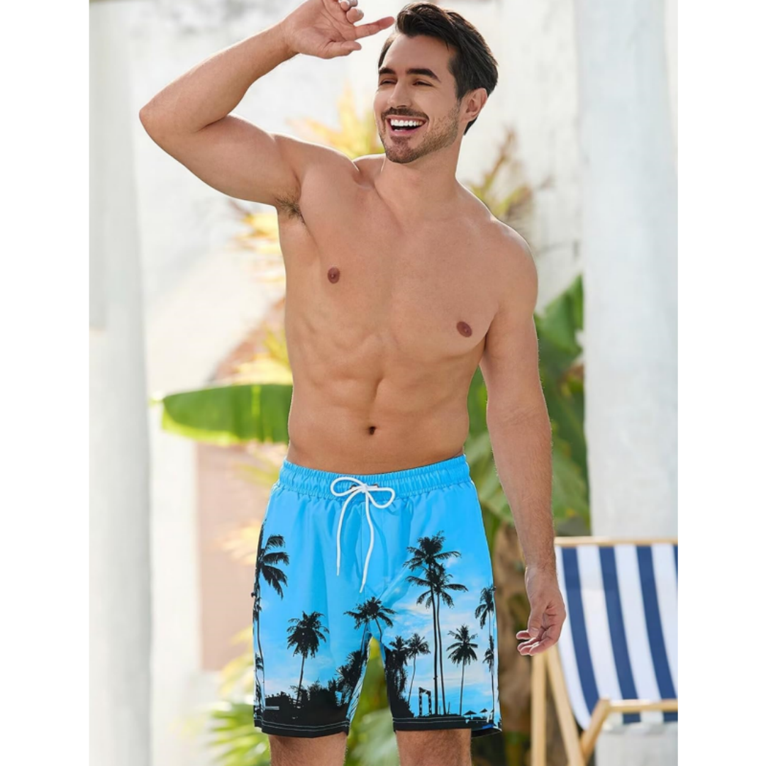 SILKWORLD Men's Swim Trunks Quick Dry Swimming Shorts with Compression Liner