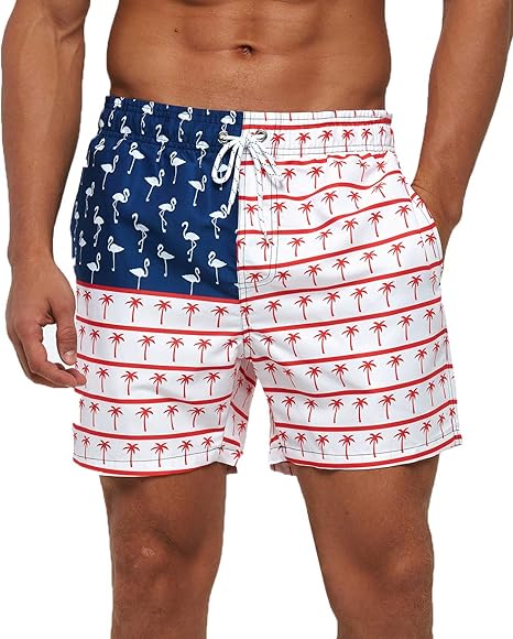 SILKWORLD Men's Hawaiian Beach Shorts Quick Dry Swimming Trunks