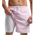 SILKWORLD Men's Swim Trunks with Compression Liner 2 in 1 Quick Dry Beach Shorts
