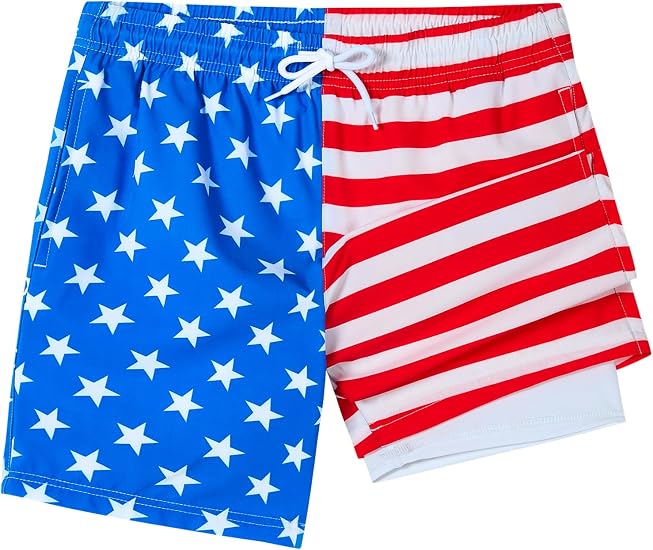 SILKWORLD Boys Swim Trunks with Compression Liner Quick Dry Bathing Suits
