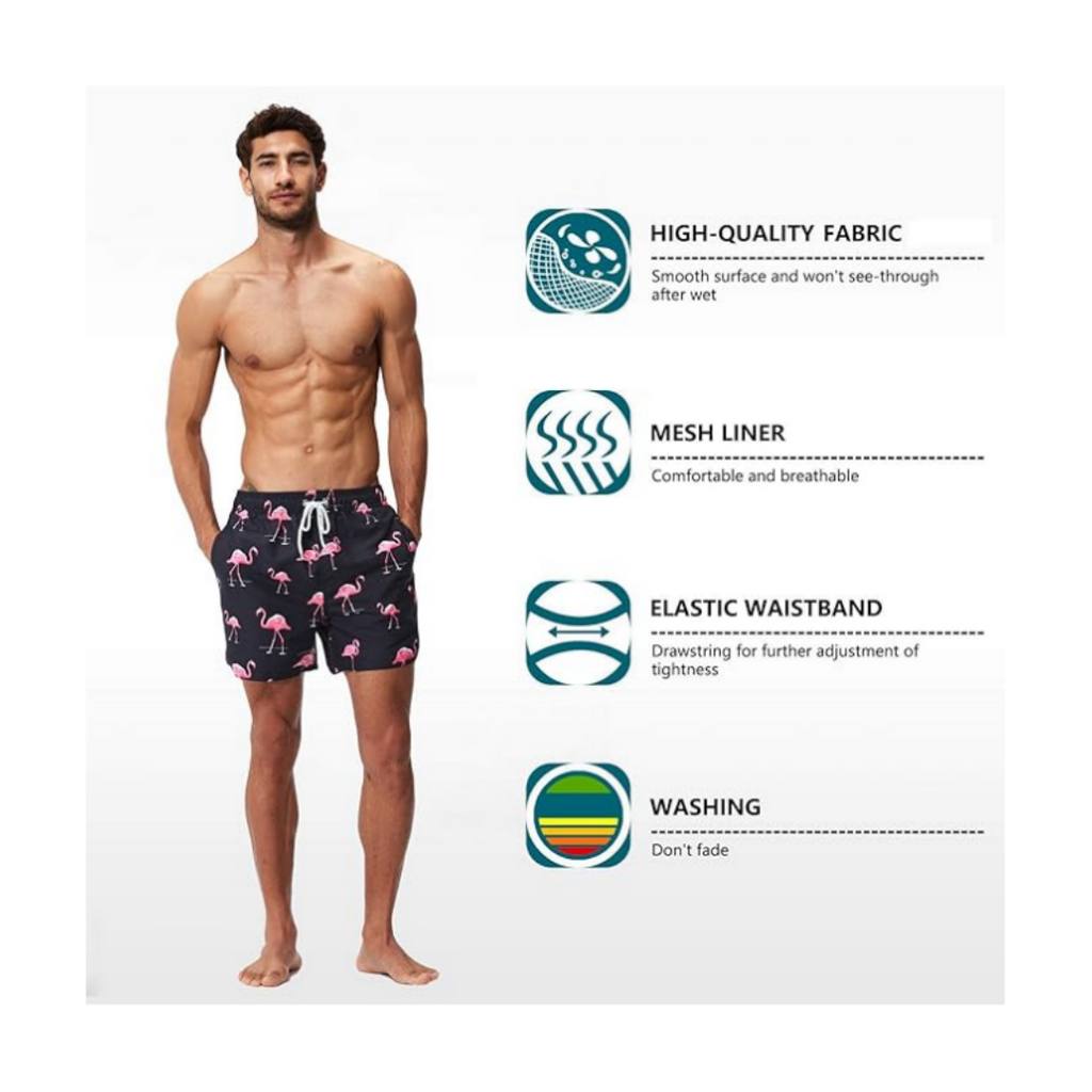 SILKWORLD Men's Swim Trunks & Shorts Quick Dry Beach Shorts  with Pockets Bathing suits