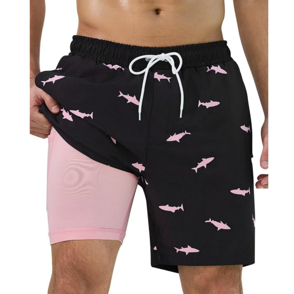 SILKWORLD Men's Swim Trunks Quick Dry Swimming Shorts with Compression Liner