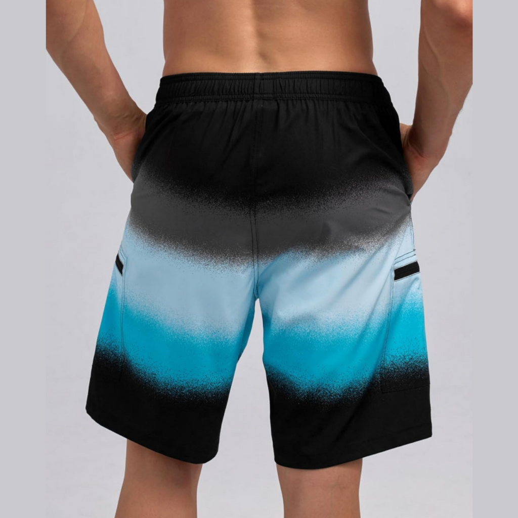 SILKWORLD Men's Swim Trunks with Compression Liner Zipper Cargo Pockets Bathing Suit