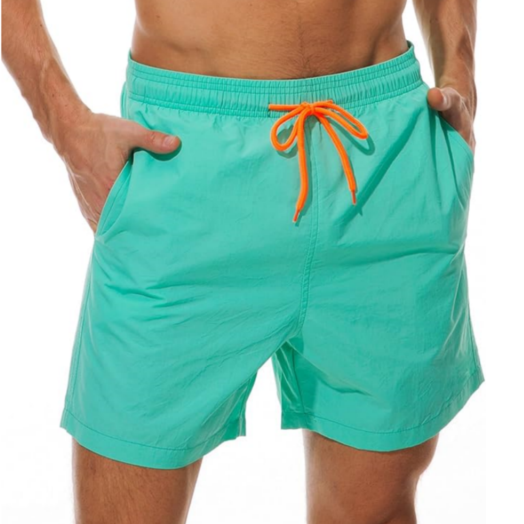 SILKWORLD Men's Beach Shorts Mesh lining Swimming Trunks Quick-dry with Pockets