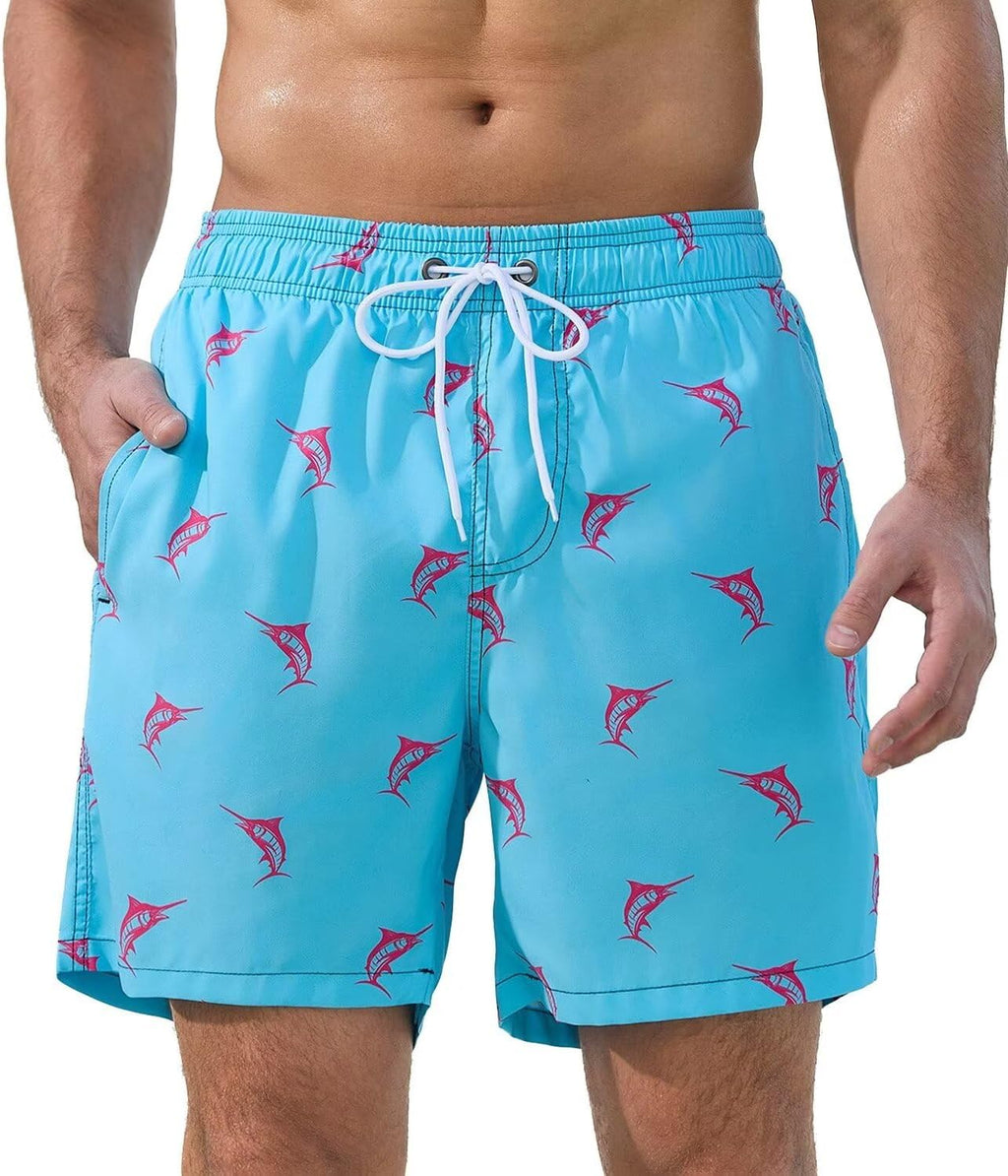 SILKWORLD Men's Hawaiian Beach Shorts Quick Dry Swimming Trunks