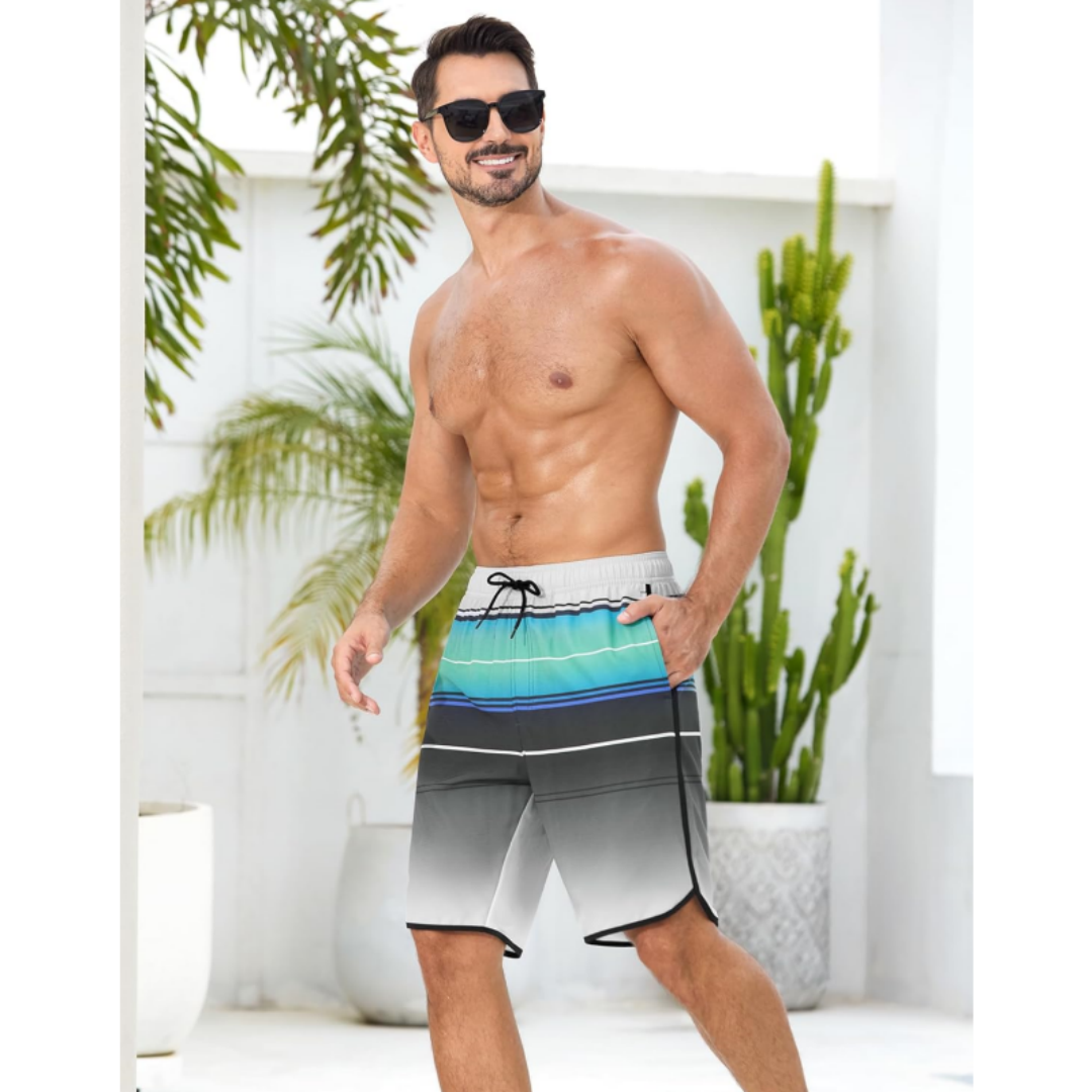 SILKWORLD Men's Swim Trunks with Compression Liner 9 Inch Suit 2 in 1 with Pockets