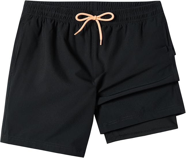 SILKWORLD Boys Swim Trunks with Compression Liner Quick Dry Bathing Suits