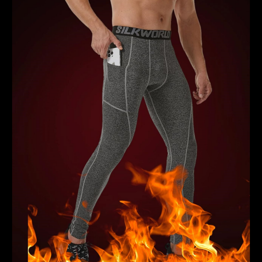 SILKWORLD Men's Compression Pants Pockets Breathable 2 Pack