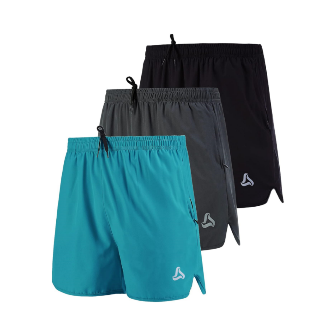 SILKWORLD Men's Running Stretch Quick Dry Shorts with Zipper Pockets(Pack of 2~3)