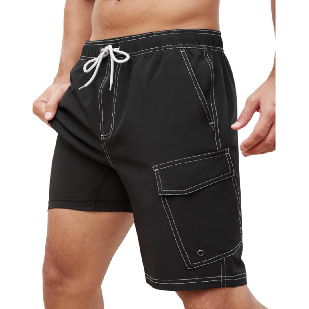 SILKWORLD Men's Swim Trunks with Compression Liner Bathing Suits Quick-Dry