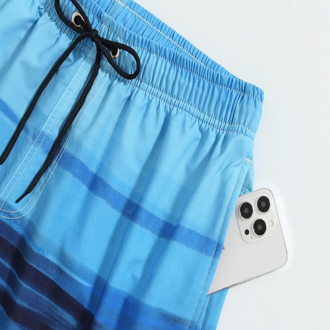 SILKWORLD Men's Swim Trunks Quick Dry Compression Liner 2 in 1 Shorts Swimsuit