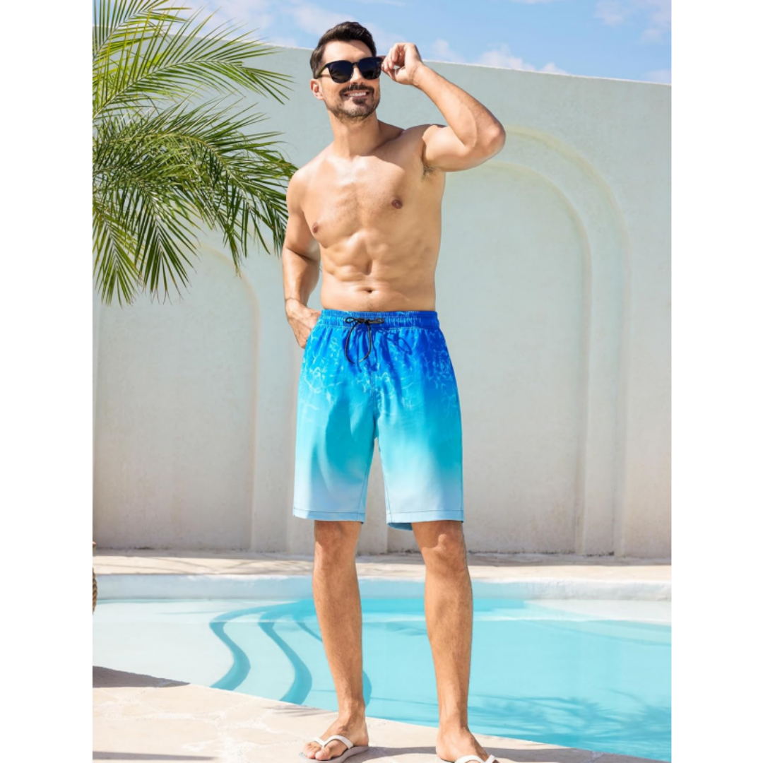 SILKWORLD Men's Swimming Trunks with Compression Liner 2 in 1 Quick-Dry