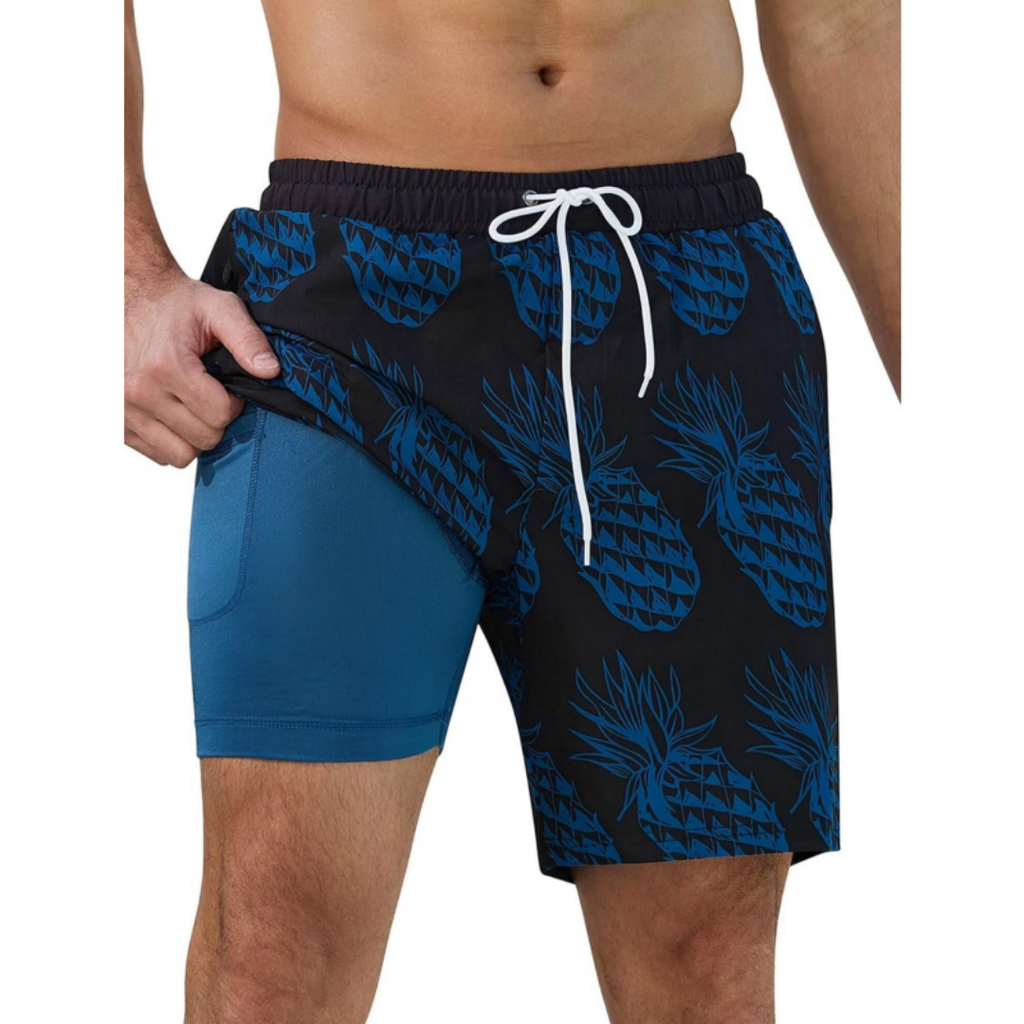 SILKWORLD Men's Swim Trunks Quick Dry Swimming Shorts with Compression Liner