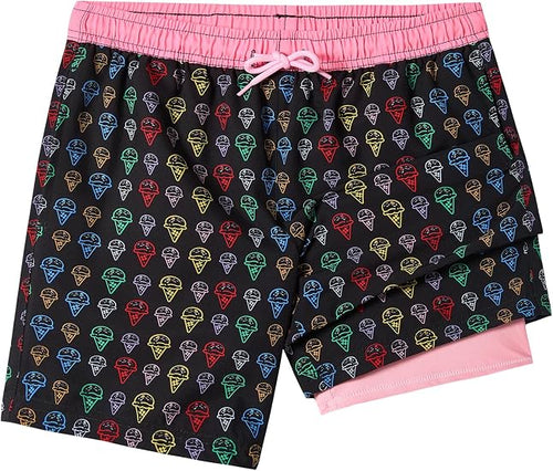 SILKWORLD Boys Swim Trunks with Compression Liner Quick Dry Bathing Suits