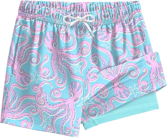 SILKWORLD Boys Swim Trunks with Compression Liner Quick Dry Bathing Suits