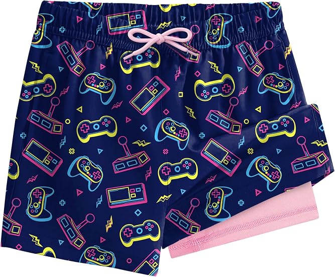 SILKWORLD Boys Swim Trunks with Compression Liner Quick Dry Bathing Suits