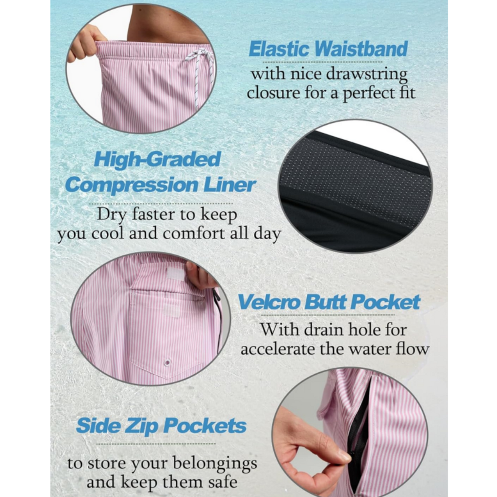 SILKWORLD Men's Swim Trunks with Compression Liner 2 in 1 Quick Dry Beach Shorts