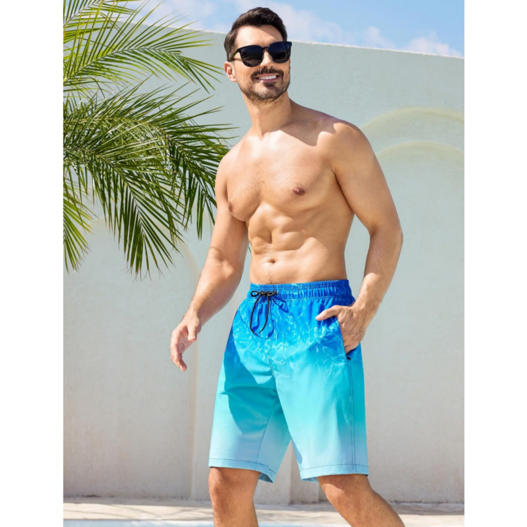 SILKWORLD Men's Swimming Trunks with Compression Liner 2 in 1 Quick-Dry