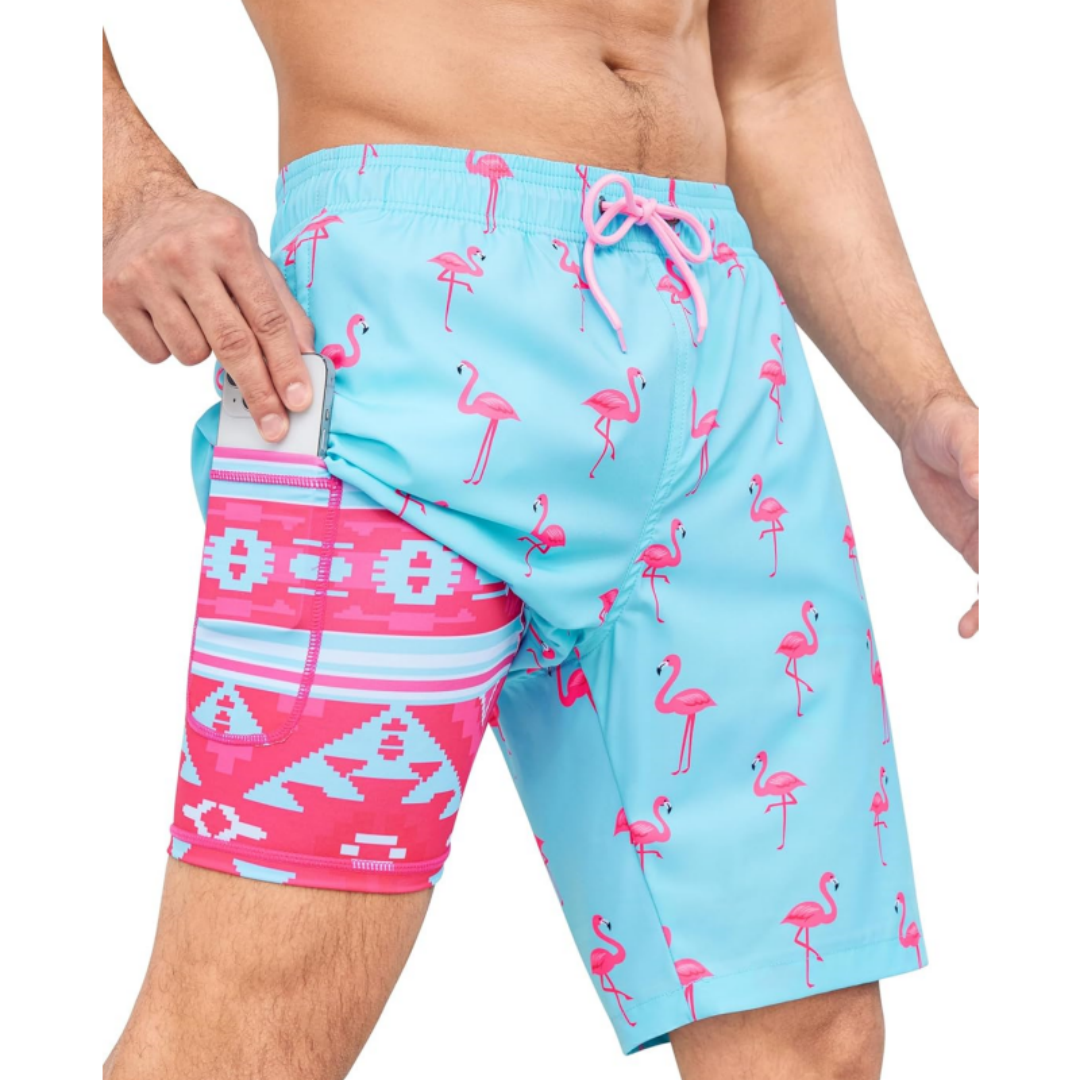 SILKWORLD Men's Swimming Trunks with Compression Liner 2 in 1 Quick-Dry