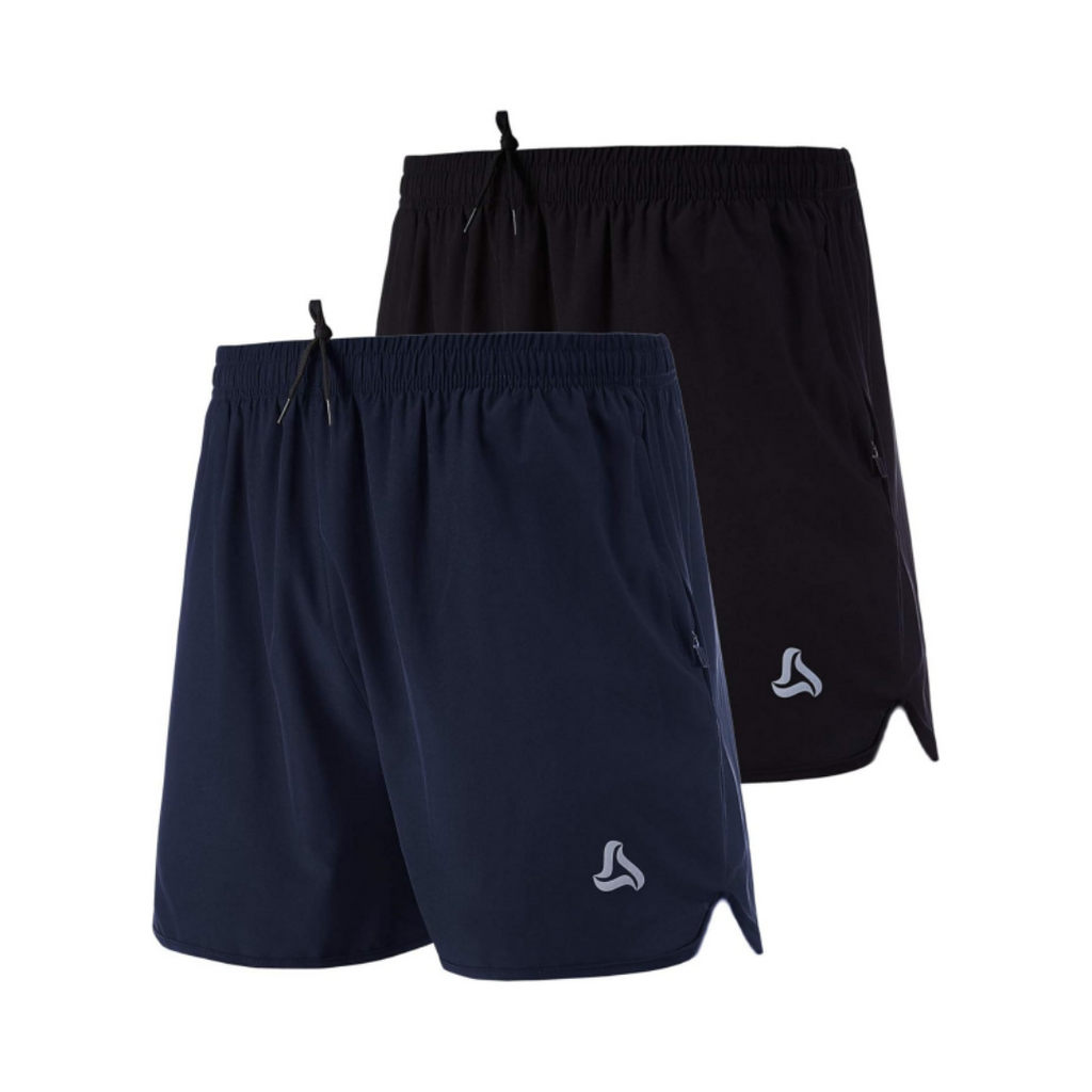 SILKWORLD Men's Running Stretch Quick Dry Shorts with Zipper Pockets(Pack of 2~3)